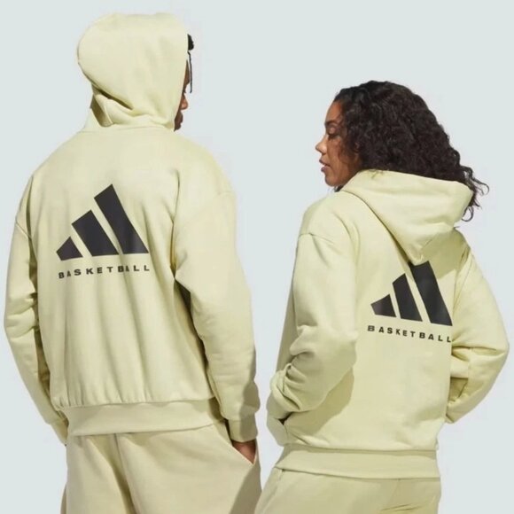 Adidas Basketball Sueded Hoodie Sweatshirt (Halo Gold) IN7706 Unisex Sz XS (B9)